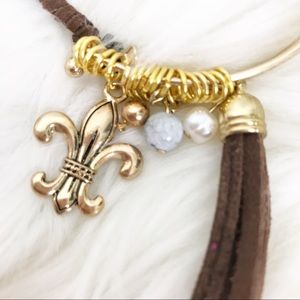 Bangle Bracelet Boho Beaded Fleur De Lis Tassel